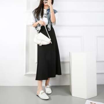 Vertundy Women's Mules Loafers Low Heel Flats Leather Slip On Backless Sandals for Girls Lady Work Slides