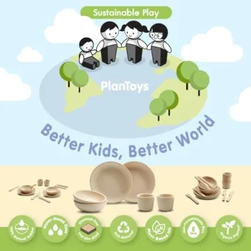 PlanToys Wooden Tableware Set for Creative Play