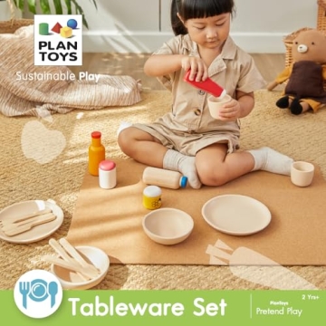PlanToys Wooden Tableware Set for Creative Play