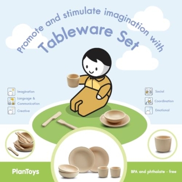 PlanToys Wooden Tableware Set for Creative Play