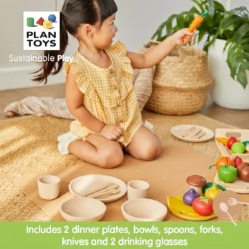 PlanToys Wooden Tableware Set for Creative Play