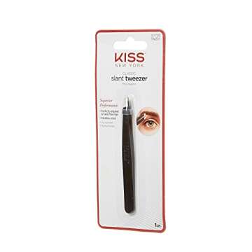 Kiss New York Tweezer Premium Precision Slant Tip - Expertly Designed for Flawless Grooming