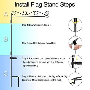 HOOSUN Garden Flag Stand - Sturdy Black Metal Holder