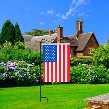 HOOSUN Garden Flag Stand - Sturdy Black Metal Holder
