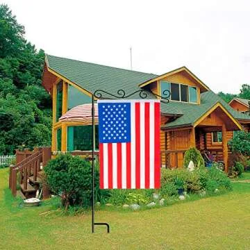 HOOSUN Garden Flag Stand - Sturdy Black Metal Holder
