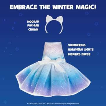 The Elf on the Shelf Claus Couture Extraordinary Noorah Party Dress for Your Scout Elf - Includes Northern Lights Inspired Dress and Fox-Ear Crown