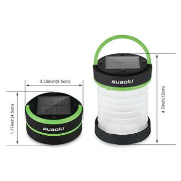 SUAOKI Led Camping Lanterns for Lighting (Powered by Solar Panel and USB Charging) Collapsible Flashlight for Outdoor Hiking Tent Garden (Emergency Charger for Phone, Water-Resistant)