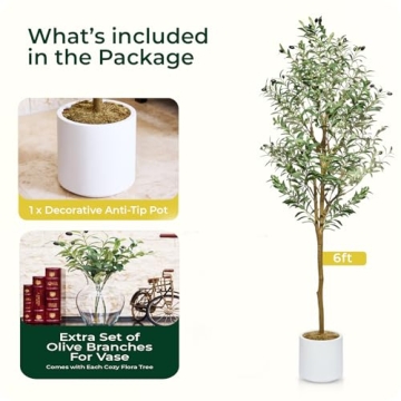 Cozy Flora 6ft Faux Olive Tree - Lifelike Indoor Decor