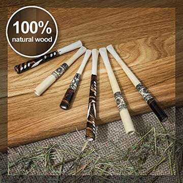 Set of 6 Wooden Handmade Cigarette Holders for Smokers