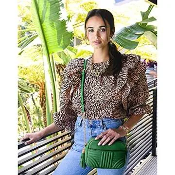 EVVE Quilted Crossbody Bags for Women - Stylish Camera Bag with Tassel - Lightweight Medium Size Sho...