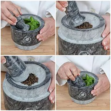 Laevo Mortar and Pestle Set - 5.5 Inch Large Marble Grinder for Spices and Guacamole
