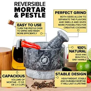Laevo Marble Mortar and Pestle Set - 5.5 Inch Cooking Tool