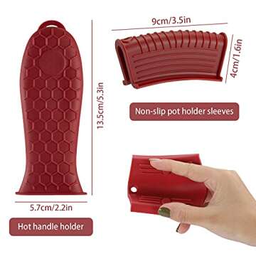 4 Pieces Silicone Hot Handle Holder, Heat Resistant Potholder Cookware Handle Non Slip Rubber Pot Ho...