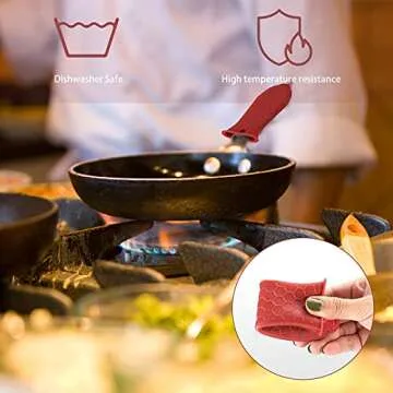 4 Pieces Silicone Hot Handle Holder, Heat Resistant Potholder Cookware Handle Non Slip Rubber Pot Holders Cast Iron Skillets Handles Grip Covers for Cast Iron Skillet (Red)