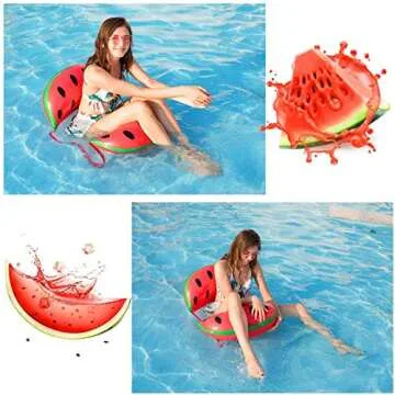 BECENBIN 2Packs Hammock Inflatable Pool Floats in Fruit Pattern, Multi-Purpose Comfortable Floating Chair for Adults&Kids with 2 Swim Rings&2 Cup Holders,Backyard Swimming Raft/Lounger Pool Accessory