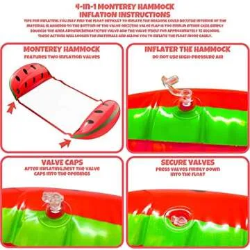 BECENBIN 2Packs Hammock Inflatable Pool Floats in Fruit Pattern, Multi-Purpose Comfortable Floating Chair for Adults&Kids with 2 Swim Rings&2 Cup Holders,Backyard Swimming Raft/Lounger Pool Accessory