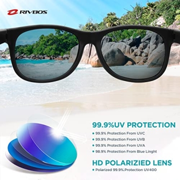 RIVBOS Kids Sunglasses with Strap for Ages 3-10