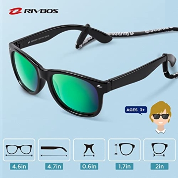 RIVBOS Kids Sunglasses with Strap for Ages 3-10