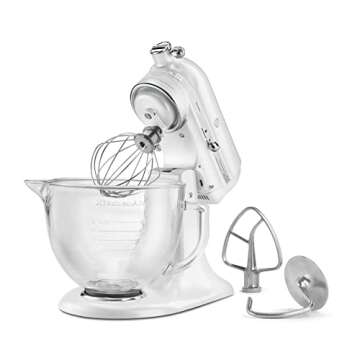 KitchenAid KSM155GBFP 5-Qt. Artisan Design Series with Glass Bowl - Frosted Pearl White