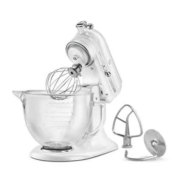 KitchenAid KSM155GBFP 5-Qt. Artisan Design Series with Glass Bowl - Frosted Pearl White