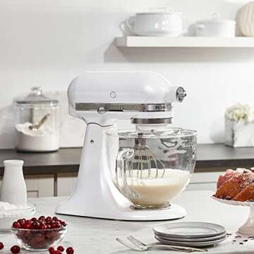 KitchenAid KSM155GBFP 5-Qt. Artisan Design Series with Glass Bowl - Frosted Pearl White