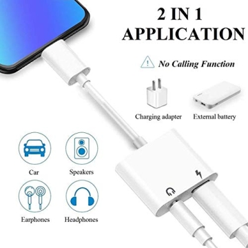 Apple MFi Certified Headphones Adapter for iPhone - Charge & Listen