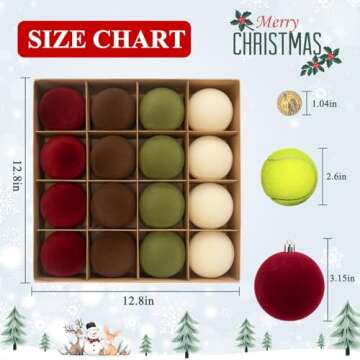 Velvet 3.15" Christmas Ball Ornaments Set - 16 pcs