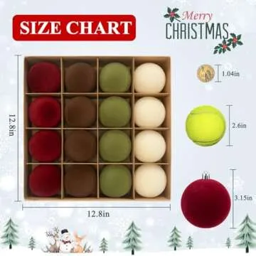 Velvet 3.15" Christmas Ball Ornaments Set - 16 pcs