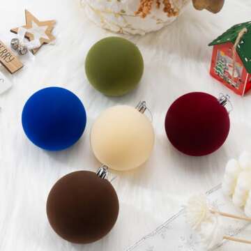 Velvet 3.15" Christmas Ball Ornaments Set - 16 pcs