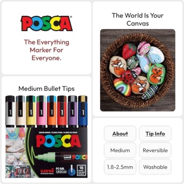 16 Posca Markers for Art - Vibrant, Non-Toxic Paint Pens