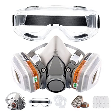 RBLCXG Half Face Respirator with Safety Glasses and Filters