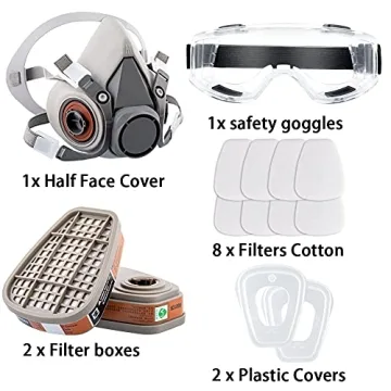 RBLCXG Half Face Respirator with Safety Glasses and Filters