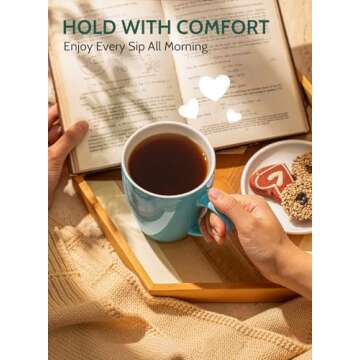 Sweese Porcelain Coffee Mugs - 16 Ounce (Top to the Rim) for Coffee, Latte, Tea, Cocoa, Set of 4, Turquoise