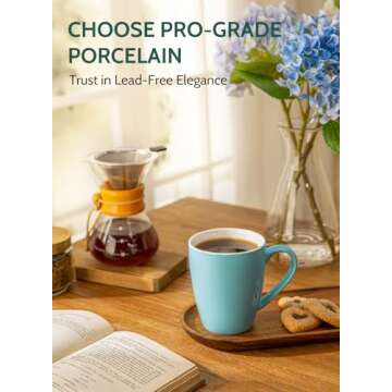 Sweese Porcelain Coffee Mugs - 16 Ounce (Top to the Rim) for Coffee, Latte, Tea, Cocoa, Set of 4, Turquoise