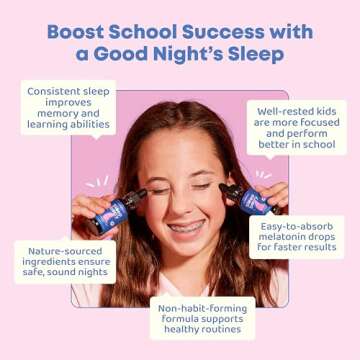 JoySpring Sleepberry Kids Liquid Melatonin 3mg Sleep Aid | 2 fl oz High Absorption Drops with L-Thea...
