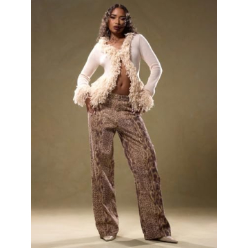 LXXWMxBH Women Autumn Winter Sweaters Fur Trim Knit Jacket