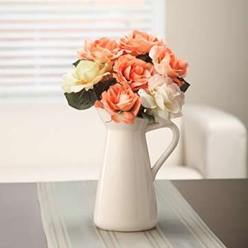 Hosley Cream Ceramic Pitcher Vase is 10 Inches High and is Perfect for Flowers or Decorative Use and...