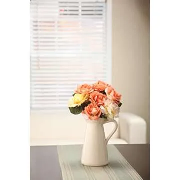 Hosley Cream Ceramic Pitcher Vase is 10 Inches High and is Perfect for Flowers or Decorative Use and is Ideal for Dried Floral Arrangements Gifts for Home Weddings Spa and Aromatherapy Settings O3