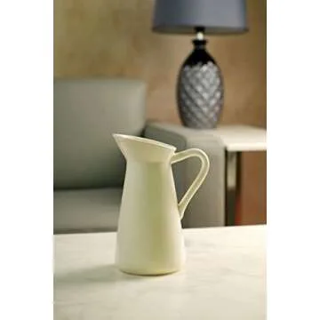 Hosley Cream Ceramic Pitcher Vase is 10 Inches High and is Perfect for Flowers or Decorative Use and is Ideal for Dried Floral Arrangements Gifts for Home Weddings Spa and Aromatherapy Settings O3
