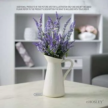 Hosley Cream Ceramic Pitcher Vase is 10 Inches High and is Perfect for Flowers or Decorative Use and is Ideal for Dried Floral Arrangements Gifts for Home Weddings Spa and Aromatherapy Settings O3