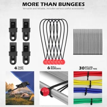 60-Piece Heavy Duty Bungee Cords Assorted Sizes for All Uses