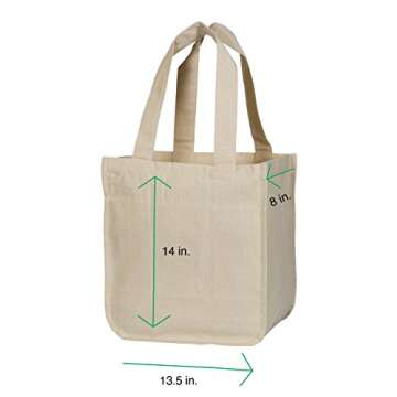 Best Canvas Grocery Shopping Bags - Canvas Grocery Shopping Bags with Handles - Cloth Grocery Tote Bags - Reusable Shopping Grocery Bags - Organic Cotton Washable & Eco-friendly Bags (3 Bags)