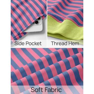 ZESICA Womens Casual Striped Pullover Tops Long Sleeve Shirts Crewneck Oversized Sweatshirts Spring Clothes,Rose,Medium