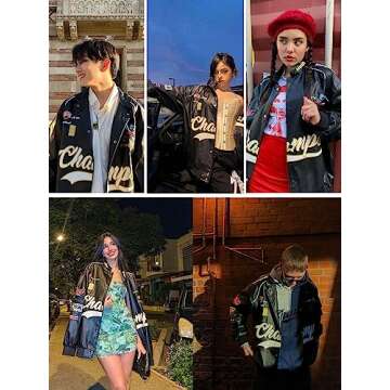 Aelfric Eden Men's Motorcycle Jacket Letter-Embroidered Racing Jacket Blackair Moto Jacket Women Vintage Coats