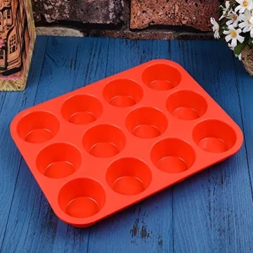 12-Cup Nonstick Silicone Muffin Pan for Easy Baking