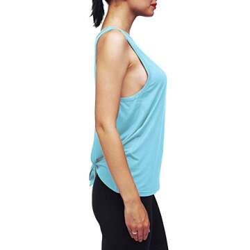 Mippo Womens Workout Yoga Tops Open Back Shirts Athletic Tank Tops Gym Exercise Cute Work Out Clothes for Women Light Blue S