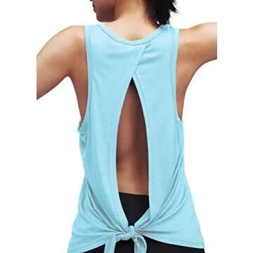 Mippo Women's Adjustable Open Back Workout Shirts