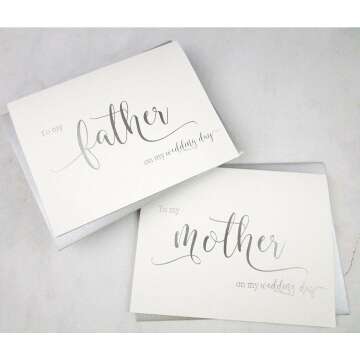 Silver Foil Wedding Day Cards Set of 2 with Envelopes
