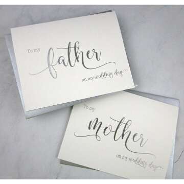 Silver Foil Wedding Day Cards Set of 2 with Envelopes