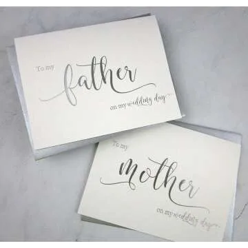 Silver Foil Wedding Day Cards Set of 2 with Envelopes